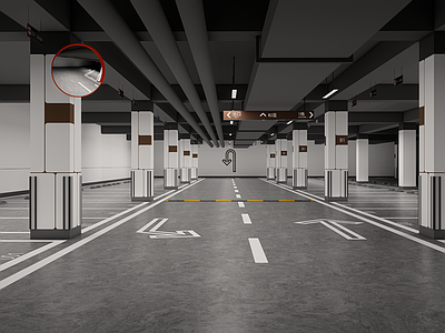 现代其他公共空间 地下车库地下室墙