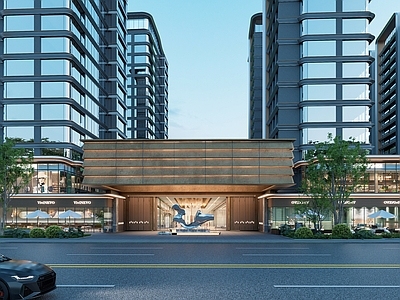 极简现代高层住宅 现代小区 示范区 大门