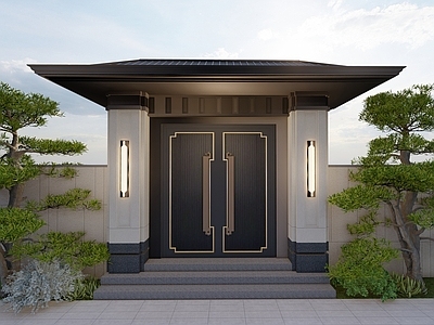 新中式入口大门 新中式铝合金门楼