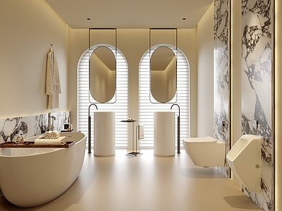现代卫生间 浴缸 洗手台 名宿卫生间 别墅卫生间