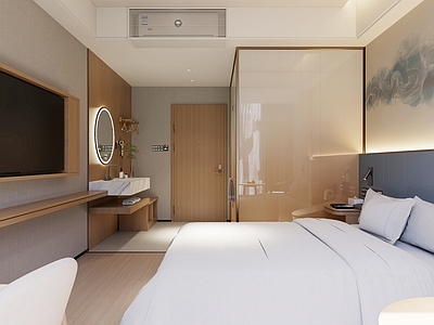 现代酒店客房 现代酒店 商务酒店 大床房 全季酒店