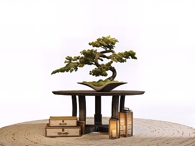 现代新中式其他桌子 其他桌子 端景台 玄关台 盆栽 松树