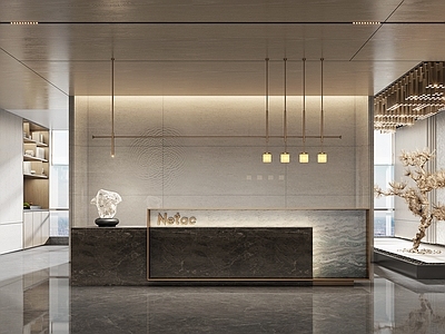 现代意式酒店大堂 办公大堂 前台接待 酒店前台 售楼处大厅 接待台