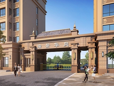 现代简欧其他建筑 小区大门 门卫 乡村建筑 施工图