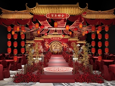 中式宴会厅 中式婚礼美陈