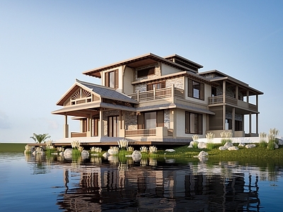现代木屋 现代木屋建筑 景观建筑 茅草屋建筑