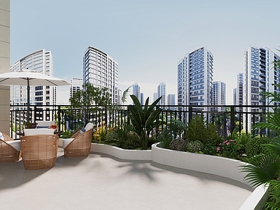 现代极简阳台 休闲阳台 阳台花园 阳台景观