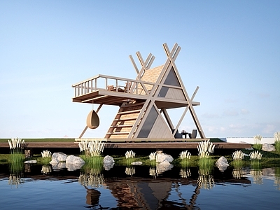 现代木屋 现代木屋建筑 景观建筑 茅草屋建筑