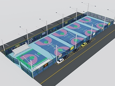 现代体育建筑 户外篮球场 露天篮球场