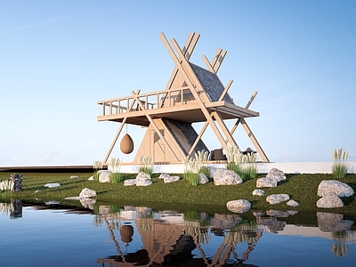 现代木屋 现代木屋建筑 景观建筑 茅草屋建筑