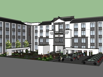 新中式其他商业建筑 新中式宾馆建筑