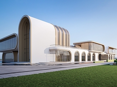 现代学校建筑 现代商铺建筑 商业街建筑 沿街商铺 店铺