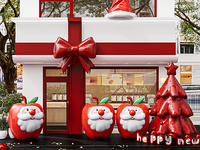 现代极简甜品面包店 圣诞节网红打卡店 圣诞节春节装饰 甜品网红餐厅门头 圣诞奶茶咖啡店 春节甜品面包店