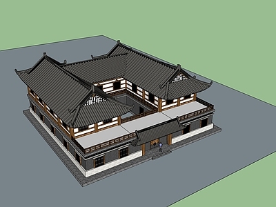 新中式中式酒店建筑 山地酒店建筑 多层酒店建筑 酒店大门