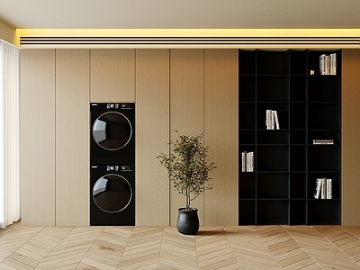 现代简约洗衣机柜 橱柜 衣柜 洗衣机 烘干机 洗烘一体机