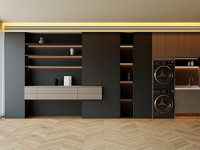 现代简约洗衣机柜 洗衣机柜 展示柜 边柜 洗衣机 烘干机