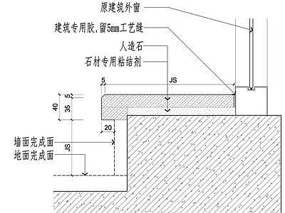 地台节点 石材窗台板节点 施工图