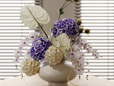 现代法式花艺 陶瓷花瓶 花艺摆件 鲜花花卉 艺术插花 茶几摆件