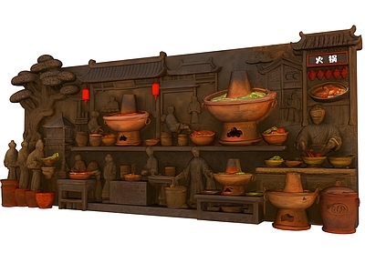 现代景墙 火锅文化景墙 火锅文化艺术装置 火锅节商业美陈 网红互动打卡装置 景观互动雕塑小品