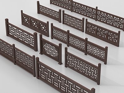 新中式栏杆 楼梯栏杆 新中式围栏护栏 栏杆 木栏杆