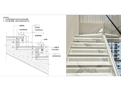 现代楼梯节点 楼梯节点 楼梯灯带节点 石材楼梯灯带节点 石材楼梯节点 施工图