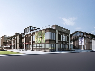 现代其他景观小建筑 现代商业街建筑 商铺建筑 沿街商铺