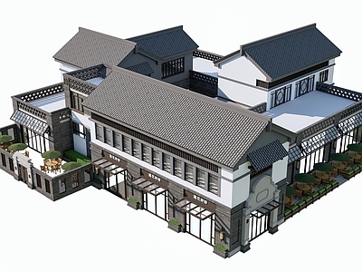 现代其他景观小建筑 现代商业街建筑 商铺建筑 沿街商铺