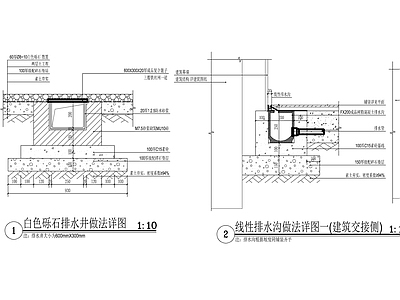 地面综合节点 线性排水沟砖道 施工图