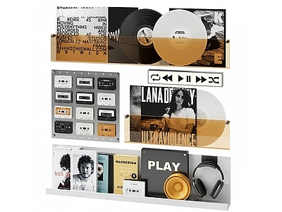 现代轻奢置物架 唱片收藏陈列架 黑胶唱片 磁带收纳板 CD书籍置物架 亚克力透明展示