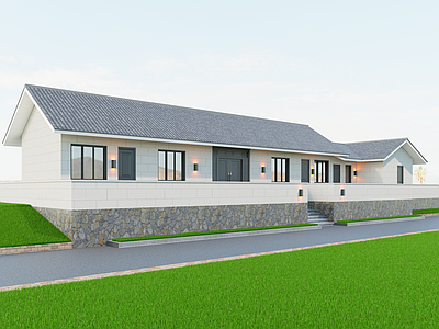 现代别墅 一层别墅 一层合院自建房 乡村自建房别墅 院子别墅 乡村民房
