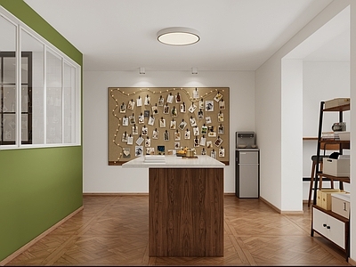 现代甜品面包店 面包房 操作间 厨房 操作台 照片墙