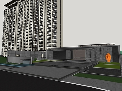 现代新中式售楼处建筑 示范区 新中式