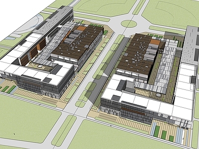 现代学校建筑 教学楼学校 公共教学楼 研发办公
