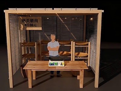 展柜 摊位 排挡 原木风摊位