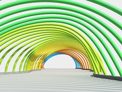 现代景观廊道 连廊 不锈钢廊架 彩虹廊架 网红廊架 游乐场通道