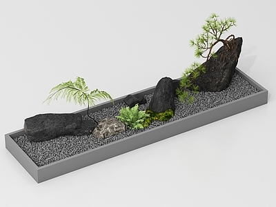 现代其他景观小品 景观树 现代庭院小品 景观造景 石头