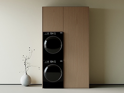 现代简约洗衣机柜 洗衣机 烘干机 烘干一体机