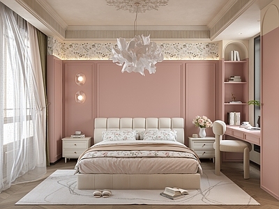 法式中古家居卧室 法式女孩房 法式中古女孩房 法式奶油女孩房