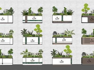 植物组合 外摆绿植花箱 新中式景观花箱