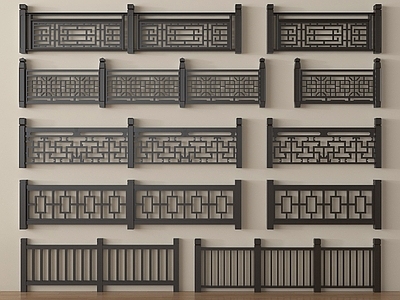 新中式栏杆 实木围栏护栏 新中式围栏护栏 栏杆 扶手