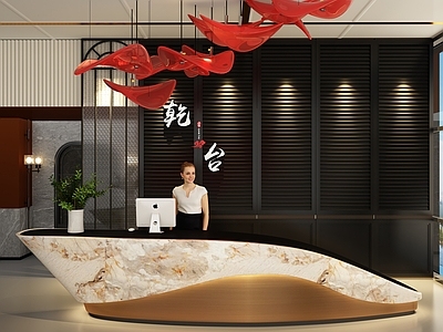 现代中式前台 酒店前台 美容院前台 公司前台 餐厅前台 服务台