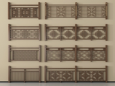 新中式栏杆 楼梯栏杆 新中式围栏护栏 栏杆 木栏杆