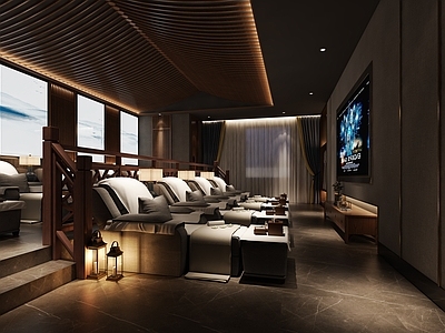 新中式禅意足浴店 足疗SPA房间 足浴大房间