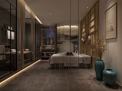 新中式原木足浴店 足浴SPA房间 美容房