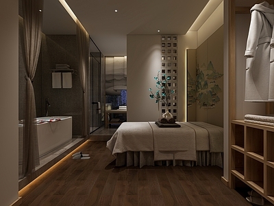 新中式原木足浴店 SPA房间