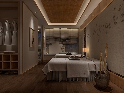 新中式原木足浴店 SPA房间