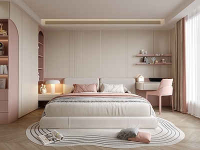 现代女孩房 儿童房 儿童床