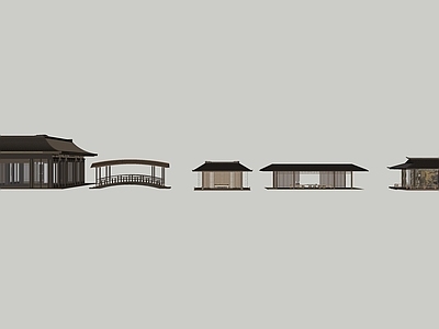 新中式中式其他景观小建筑 新中式廊架 中式景观廊架 休息廊架 户外会客厅 景观廊架