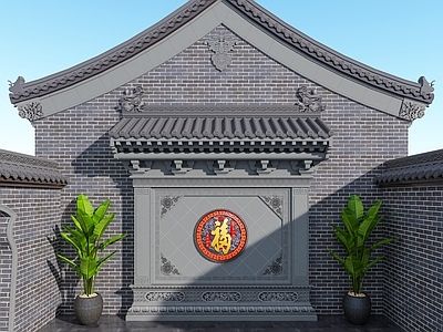 中式新中式景墙 照壁 影壁 入口景墙 浮雕 古建