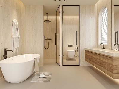 现代酒店卫生间 民宿卫生间 浴缸 洗手台